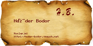 Héder Bodor névjegykártya